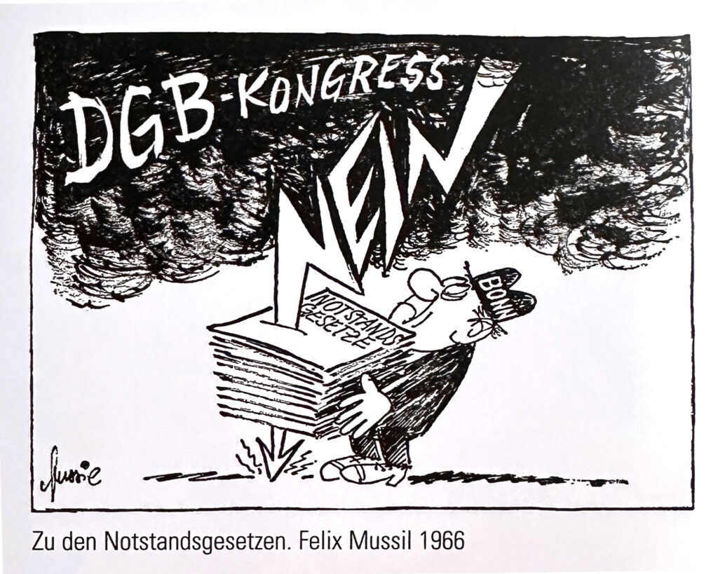 Karrikatur: Zu den Notstandsgesetzen, Felix Musik, 1966